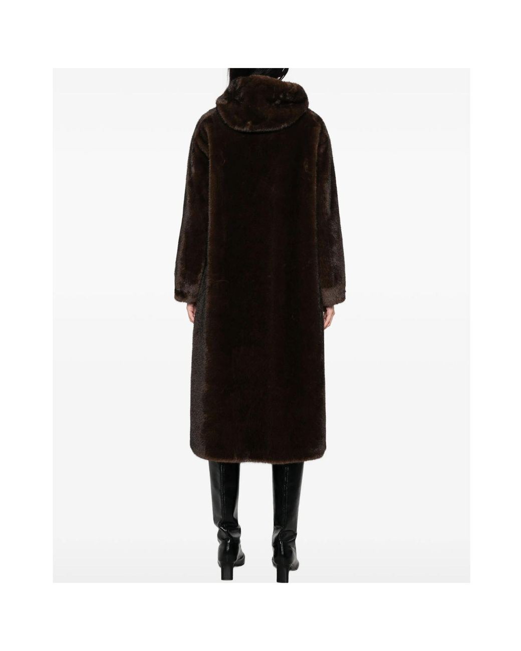 ERMANNO FIRENZE Black Hooded Faux-Fur Coat