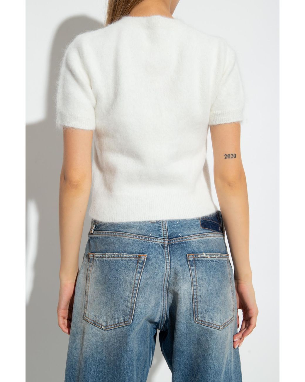 Maison Margiela White メゾン マルジェラ ボタンアップ ニット トップ