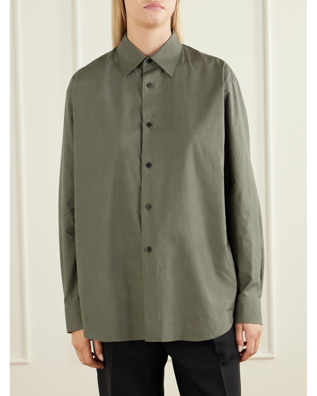 Auralee Green Long-Sleeved Shirt