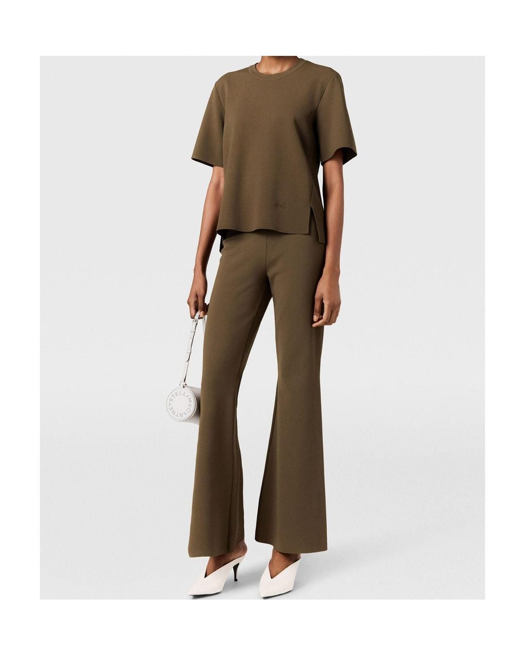 Stella McCartney Brown Smc Embroidered Side-Slit T-Shirt