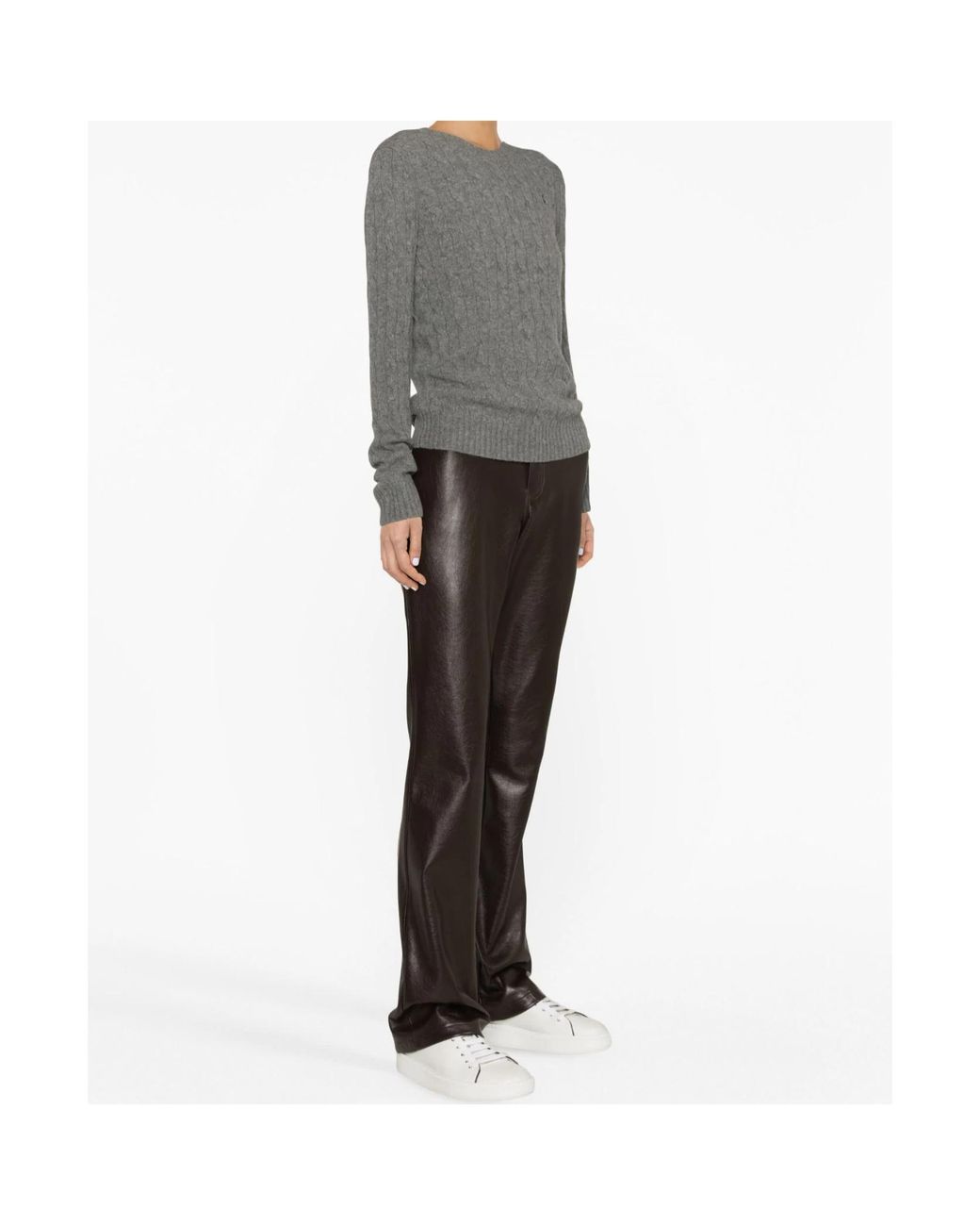 Polo Ralph Lauren Gray Pony Embroidered Cable-Knit Jumper