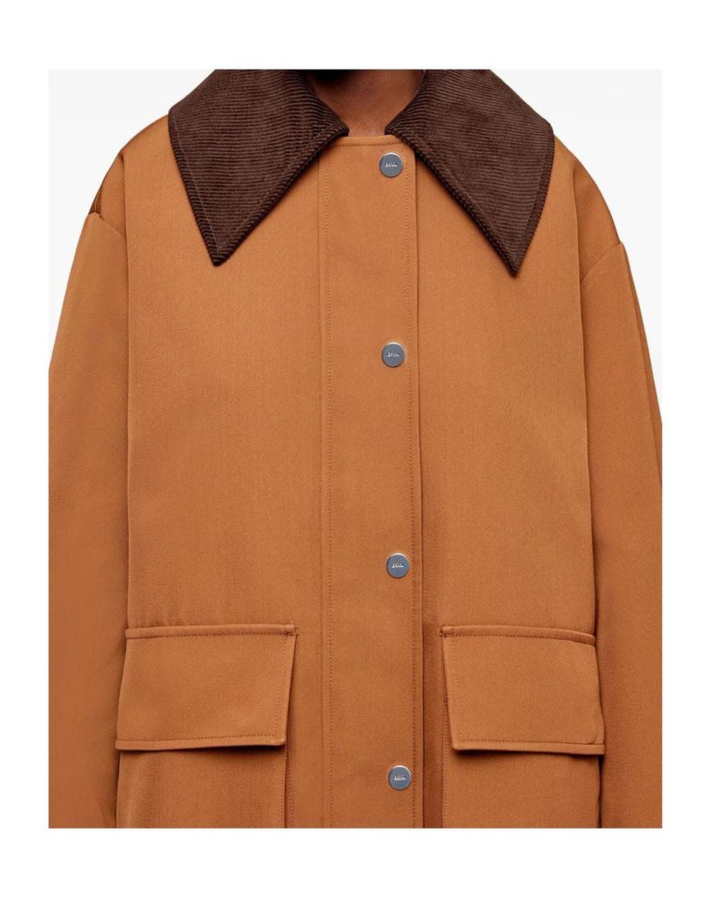 Ganni Brown Contrast-Collar Button-Front Jacket With Patch Pockets