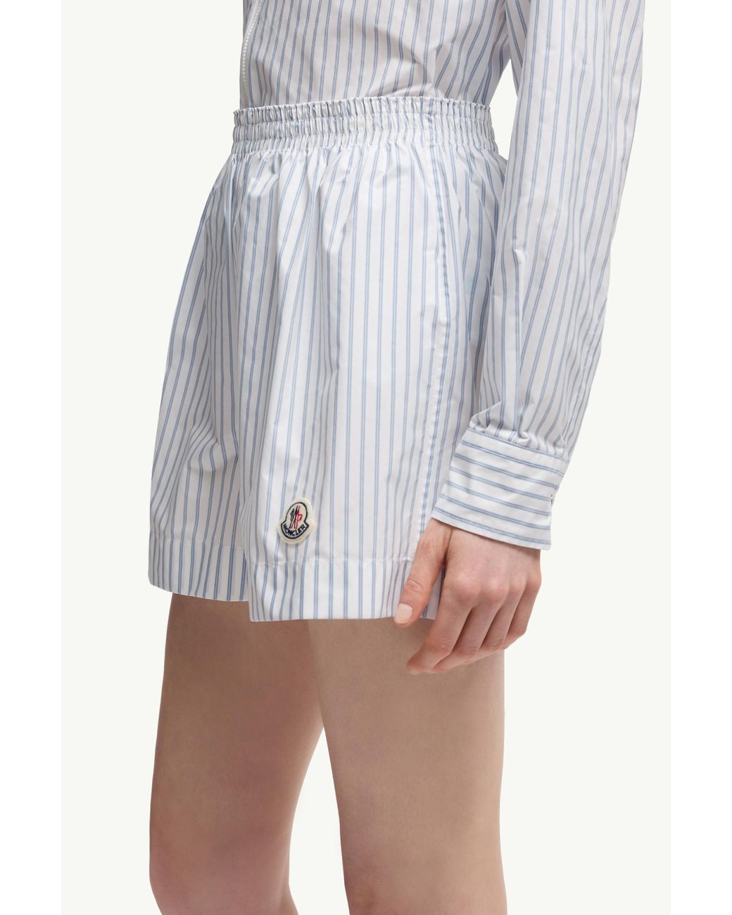 Moncler White Striped Shorts