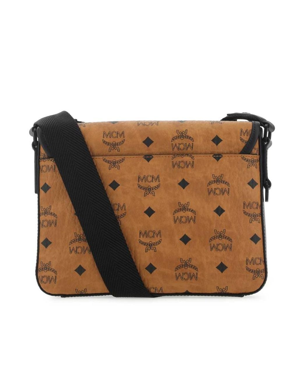 MCM Brown Klassik Logo Patch Small Messenger Bag