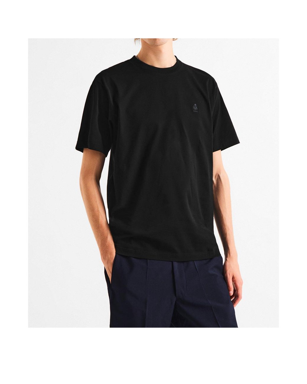 Prada Black Plain Crewneck Short-Sleeve Tee for men