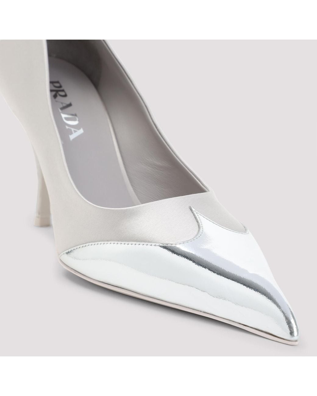 Prada White Pointed Toe Slip-On Pumps