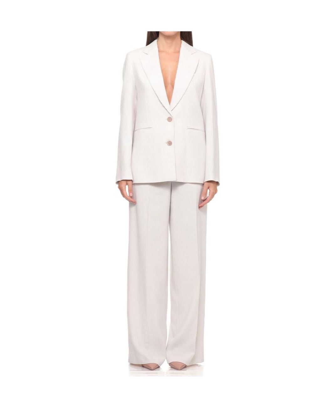 Peserico White Textured Single-Breasted Blazer