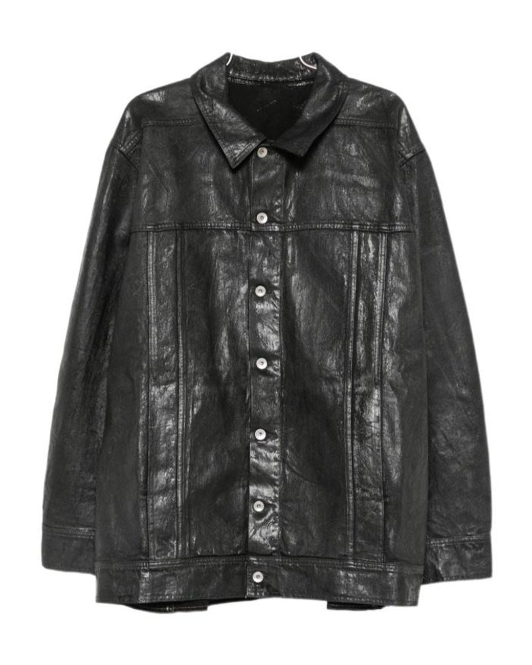 Rick Owens Black Button-Up Denim Jacket for men