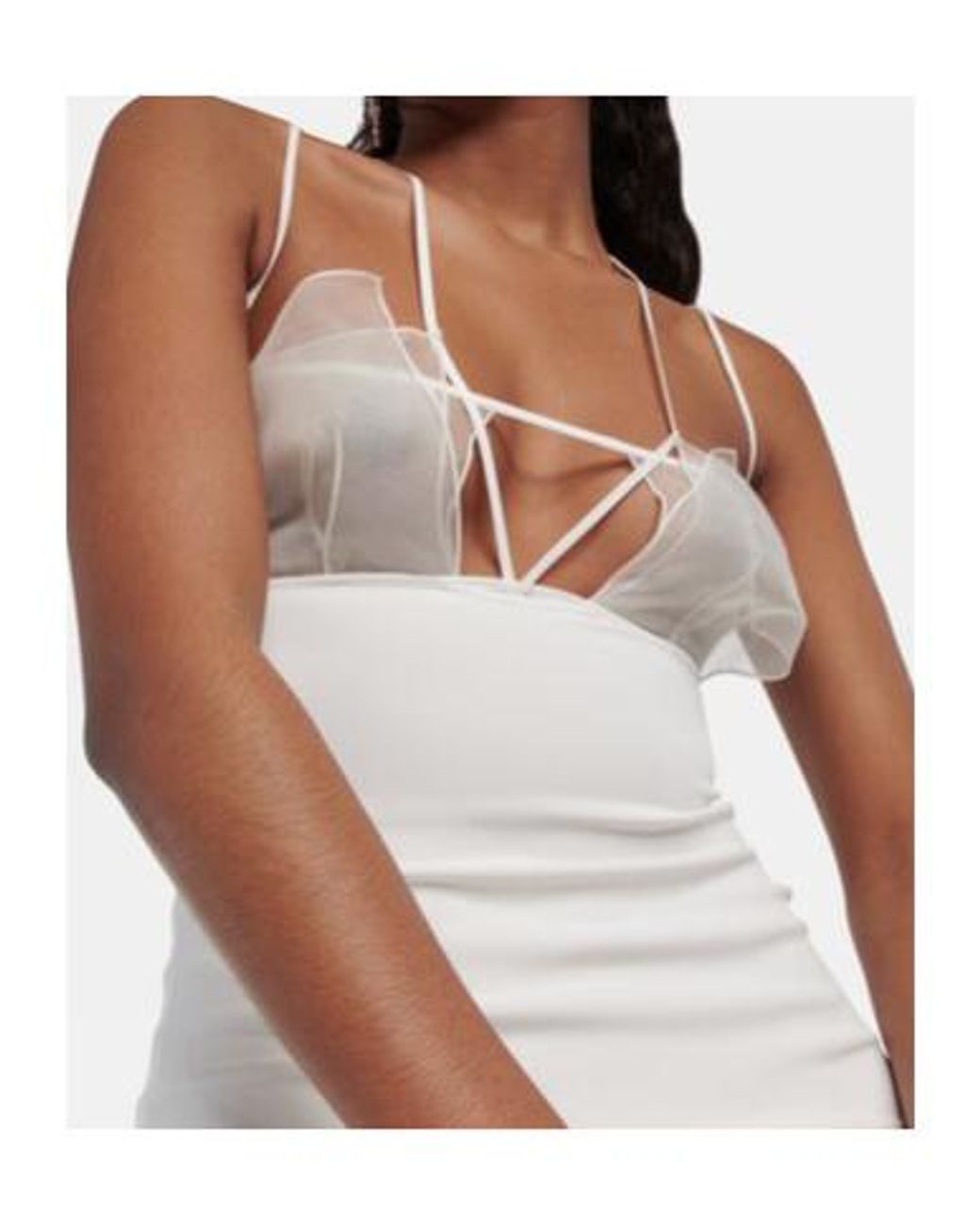 Nensi Dojaka White Bridal Cutout Crepe Gown