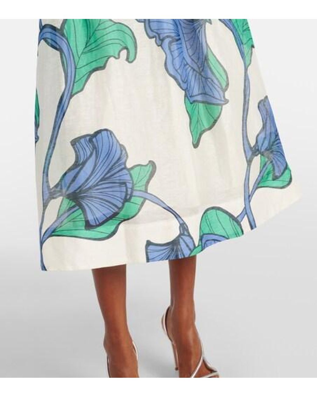 Rebecca Vallance Blue Ivy Floral Linen And Silk Midi Dress