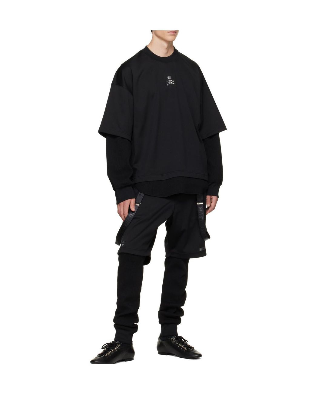 Mastermind Japan Black Layered-Look Pullover Sweatshirt for men