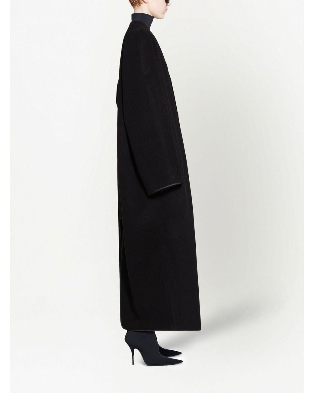 Balenciaga Black V-Neck Single-Breasted Coat