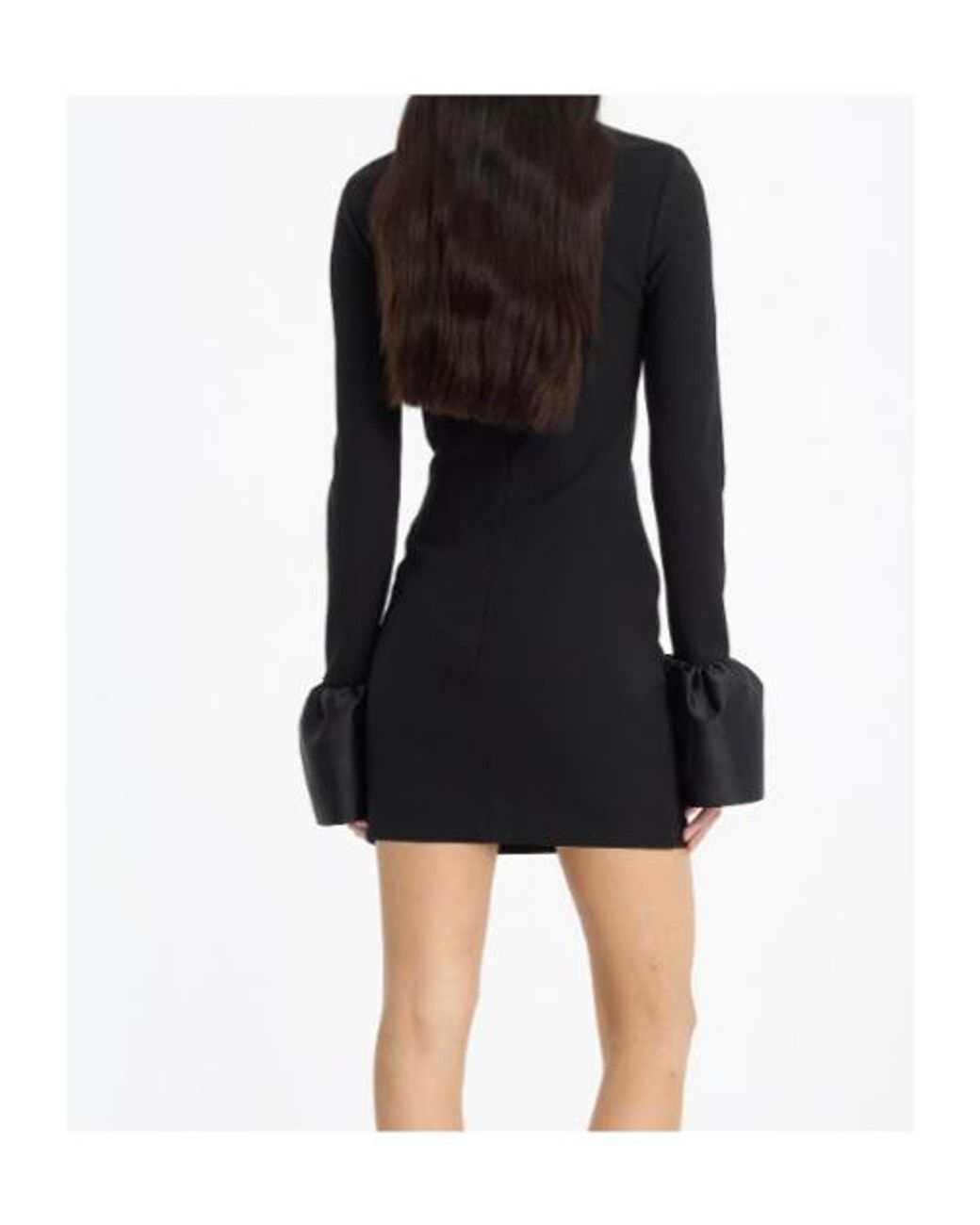 ROTATE BIRGER CHRISTENSEN Black Frill Ruffled-Sleeve Mini Dress