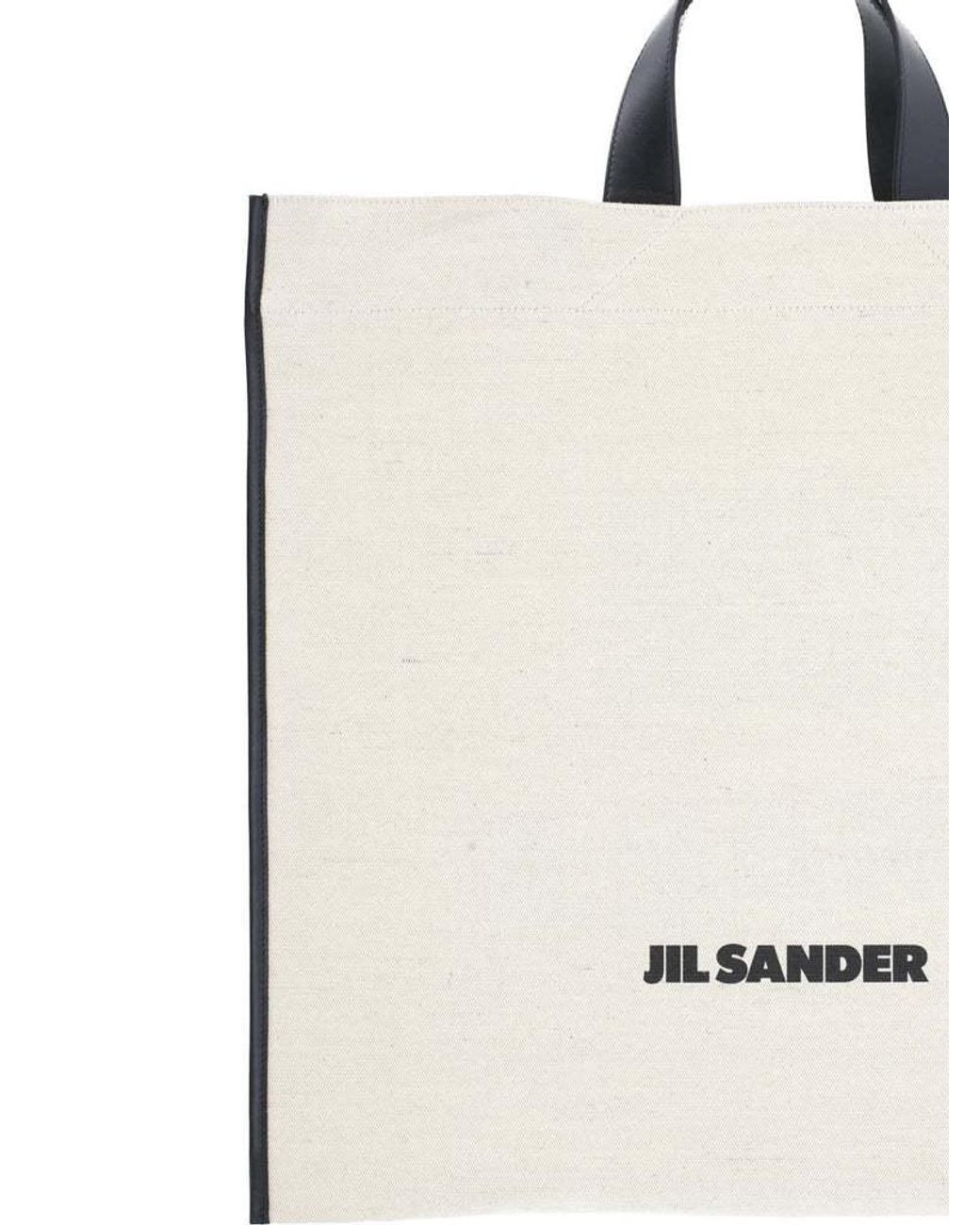 Jil Sander White Logo Printed Top Handle Bag for men