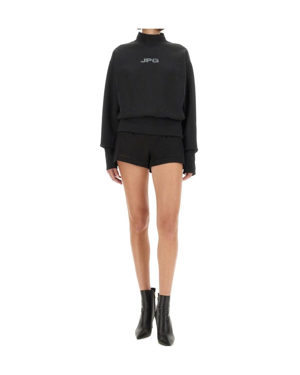 Jean Paul Gaultier Black Logo Printed High-Neck Sweatshirt