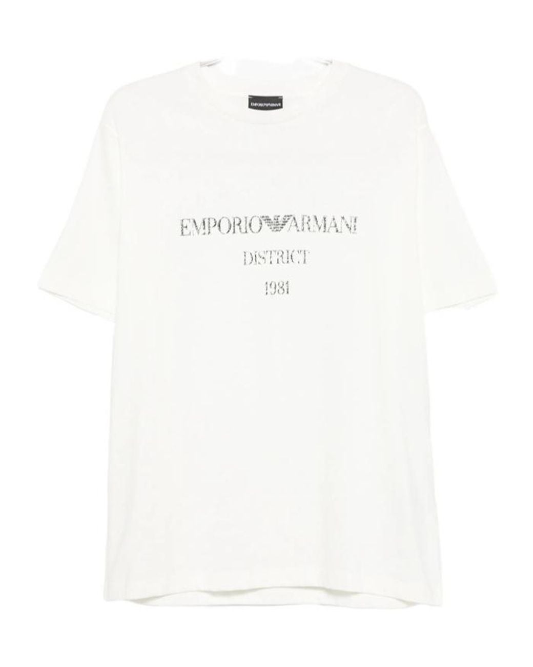 Emporio Armani White Logo Print T-Shirt for men