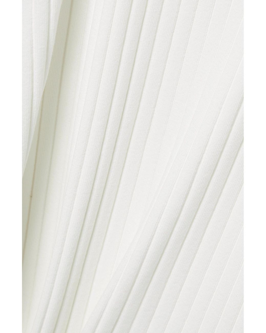 Vince White Ribbed-Knit Midi Dress