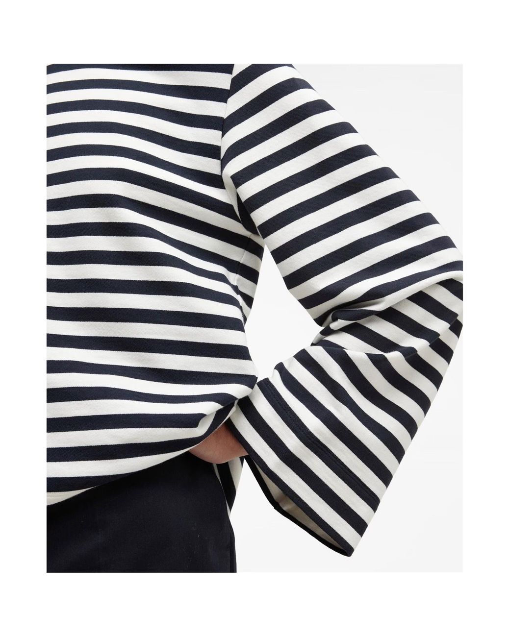 Barbour Black Striped Crew Neck Sweatshirt