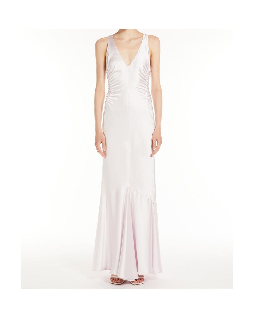 Sportmax White Long Satin Dress