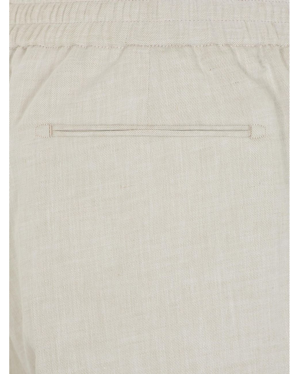Brioni Gray Pleated Drawstring Shorts for men