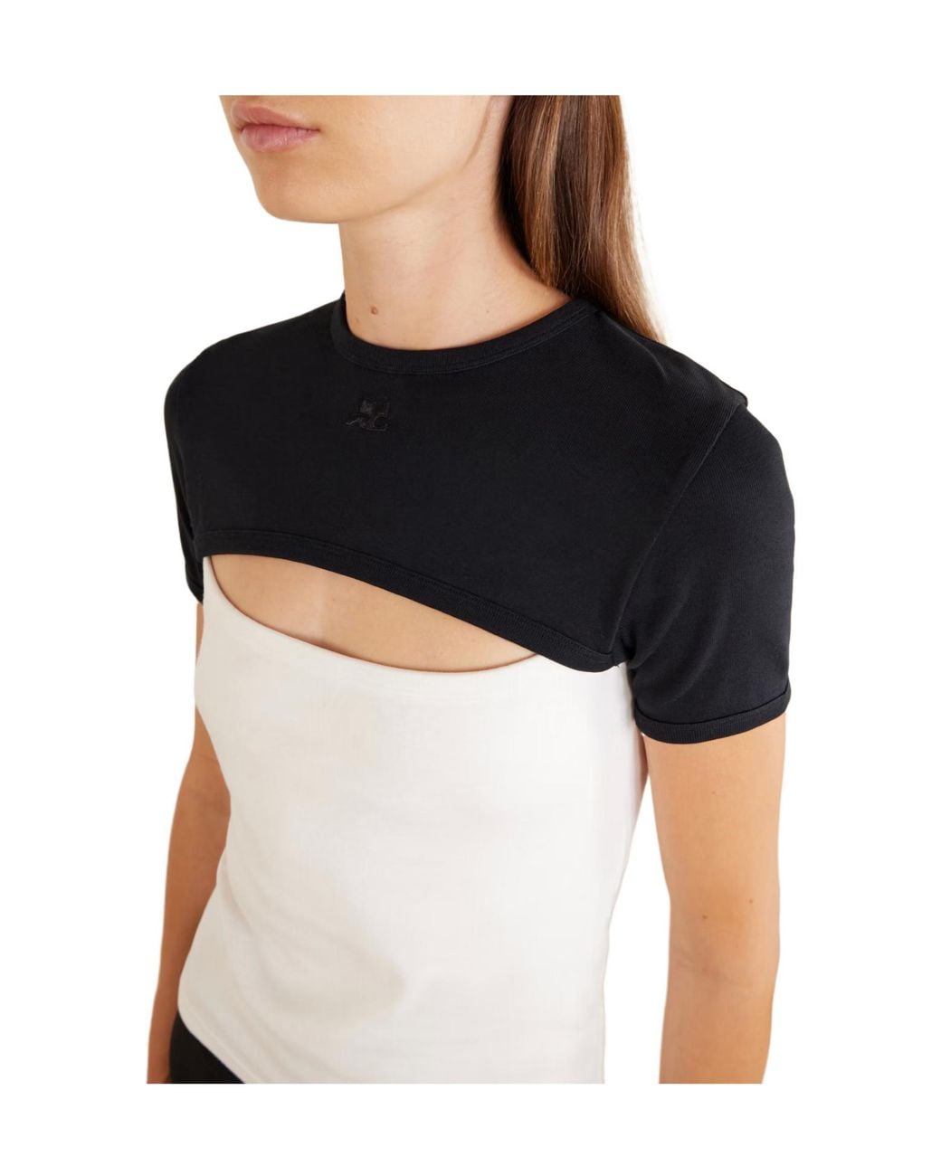 Courreges Black Cut-Out Colour-Block T-Shirt
