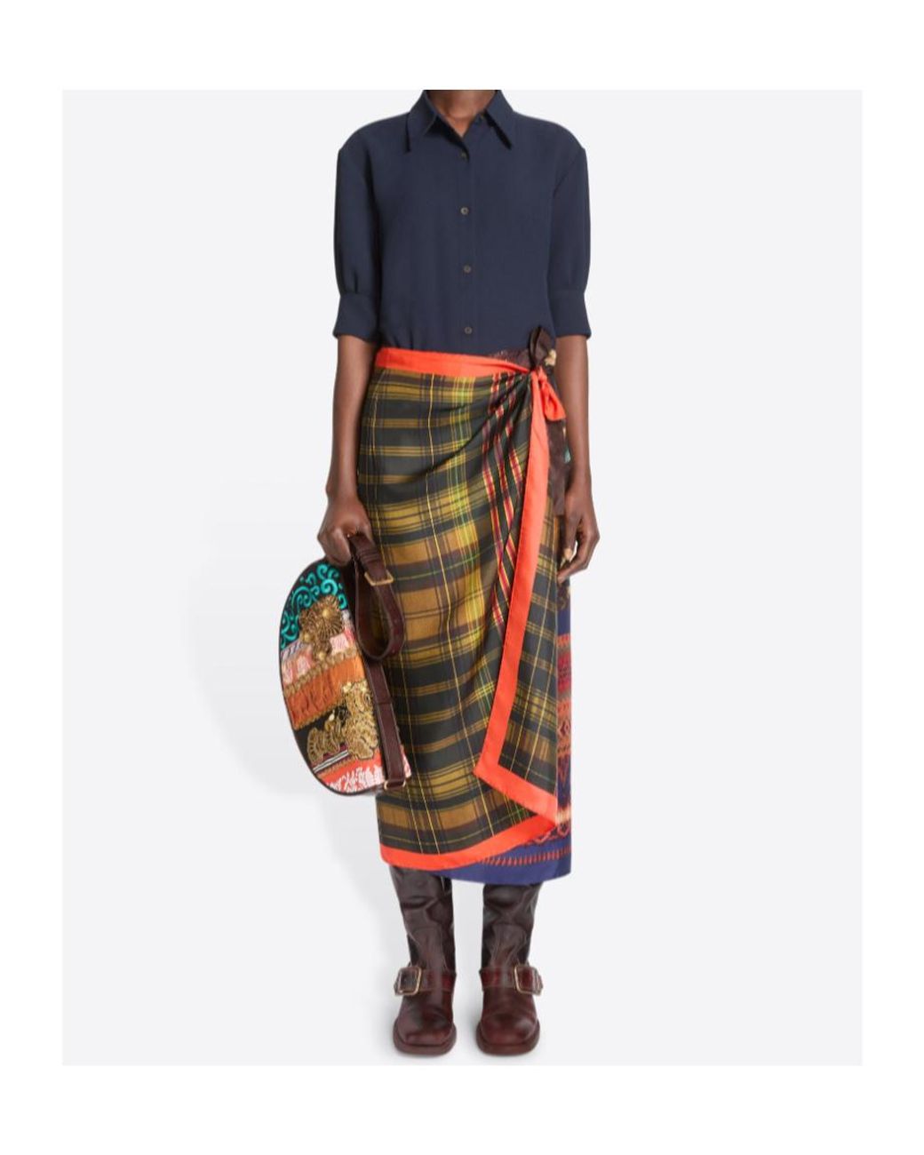 Dries Van Noten Multicolor Long Wrap Scarf-Skirt