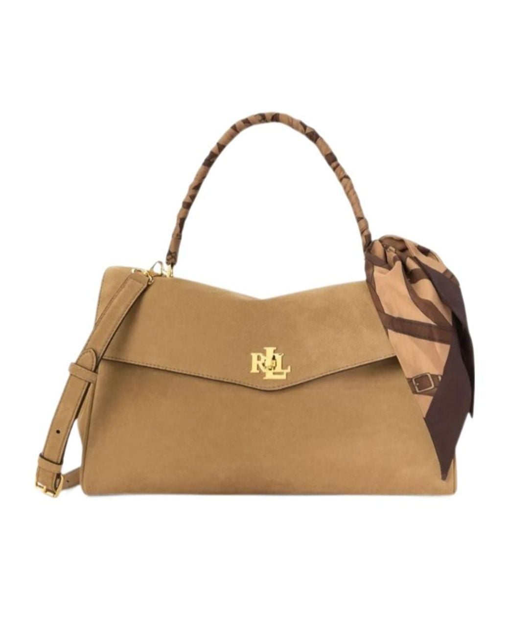 Ralph Lauren Brown Small Farrah Suede Tote Bag