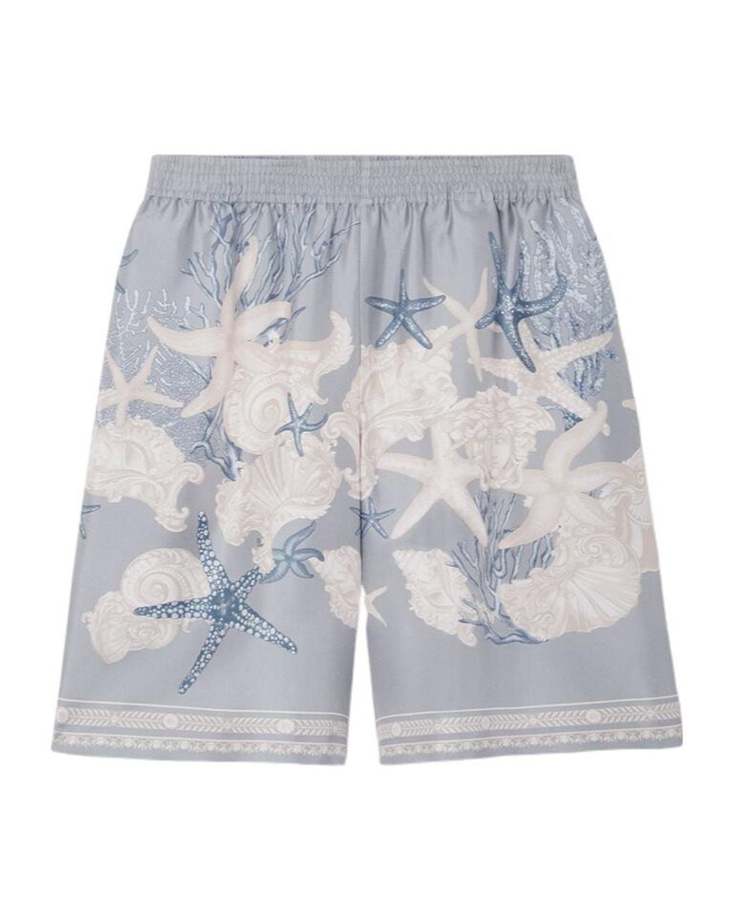 Versace Gray Barocco Sea Printed Elasticated Waistband Shorts for men