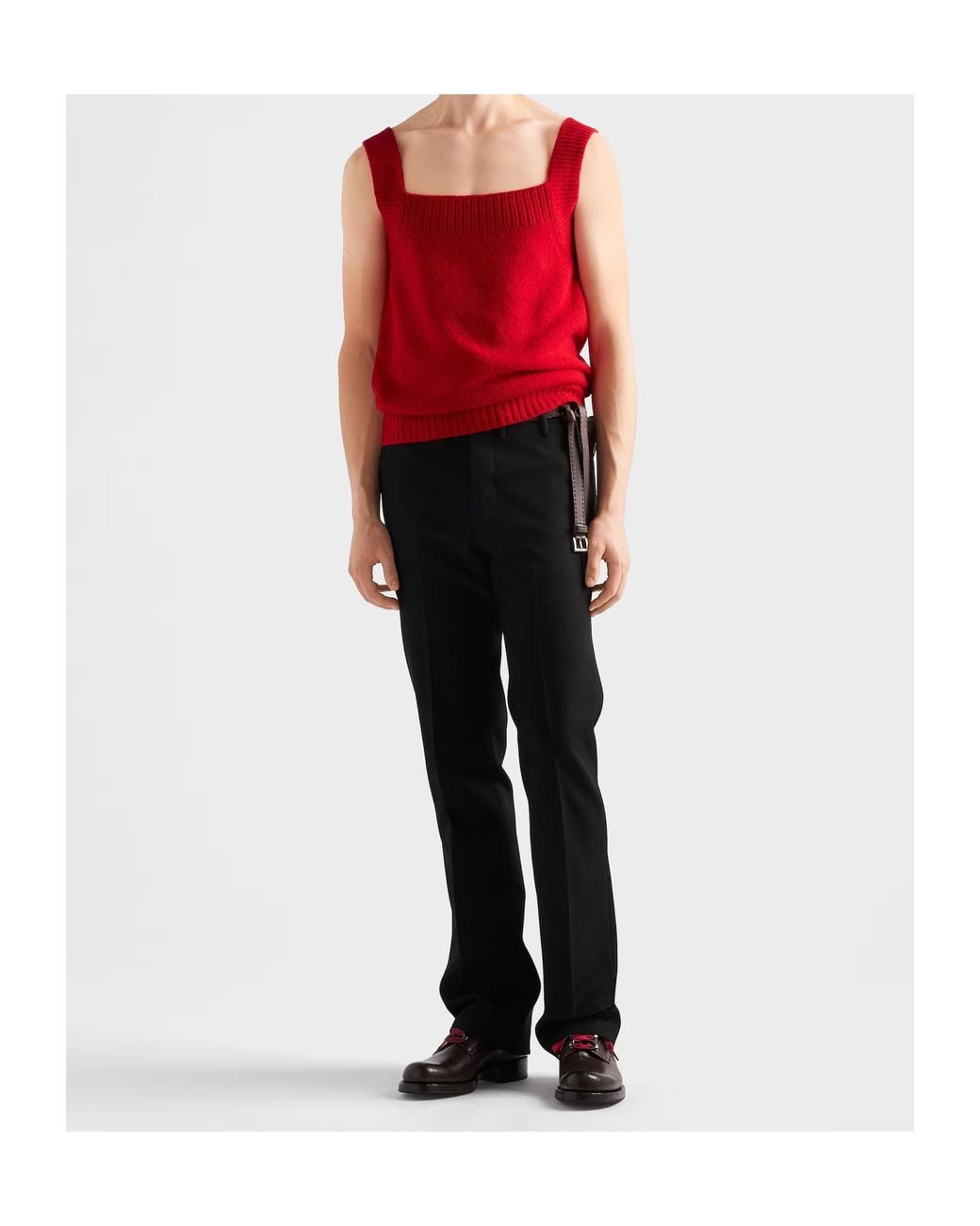 Prada Red Shetland Wool Tank Top for men