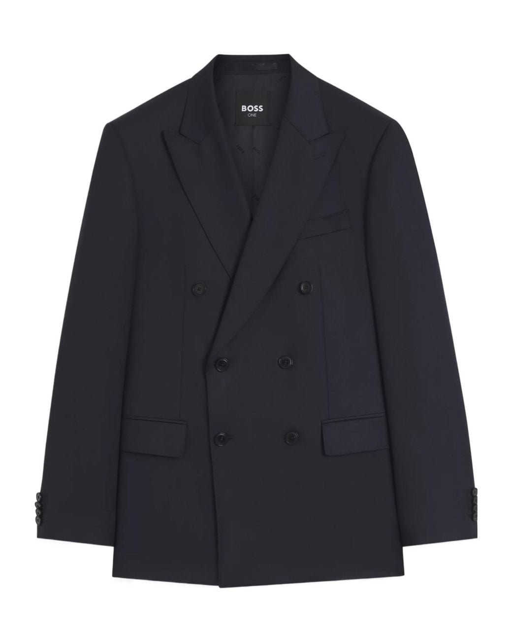 Boss Blue Double-Breasted Wool Blazer for men