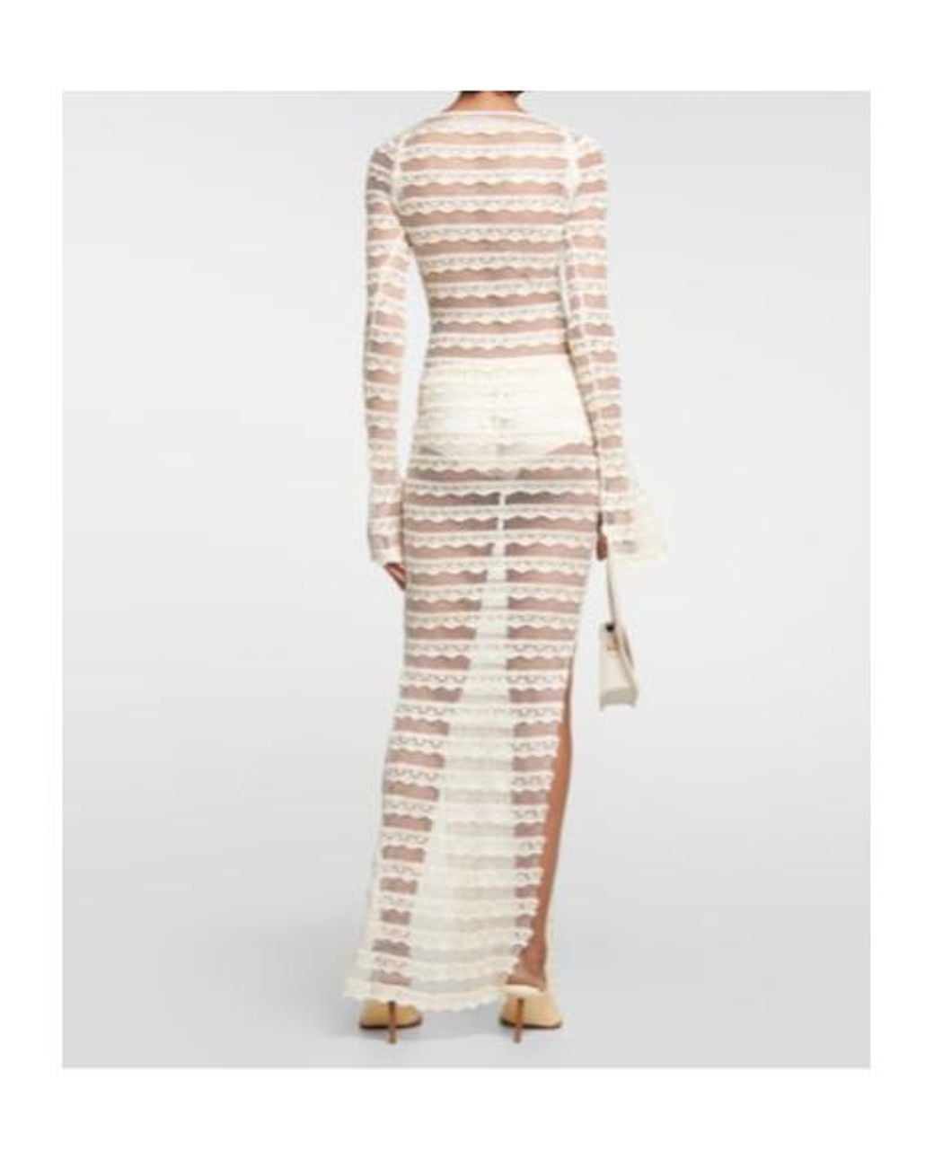 AYA MUSE White Semi-Sheer Lace Maxi Dress