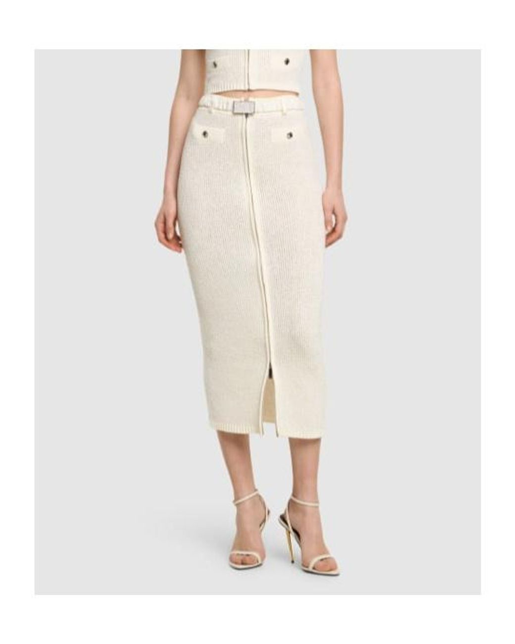 Alessandra Rich Natural Belt-Loop Skirt