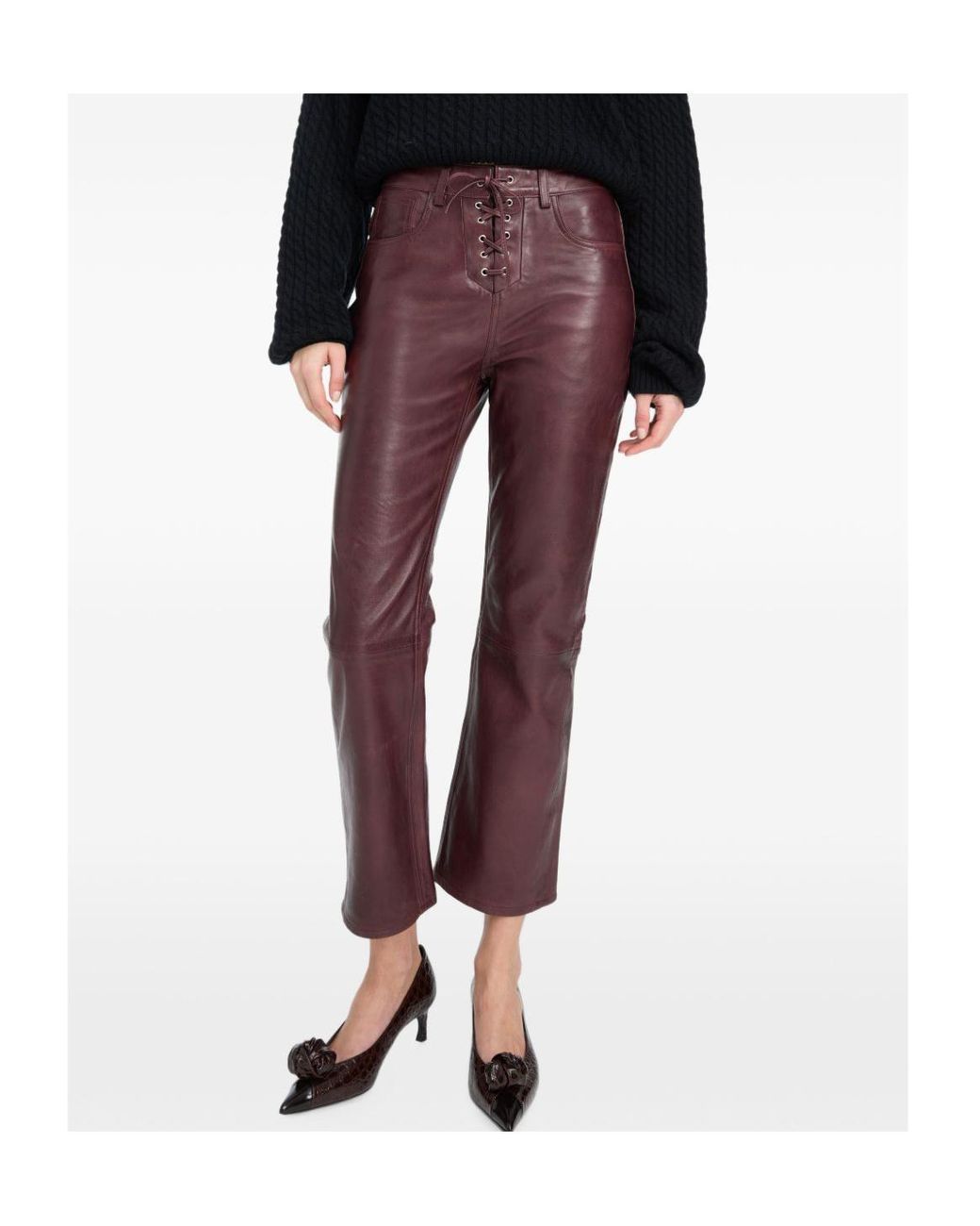 ROTATE BIRGER CHRISTENSEN Purple Lace-Up Flared Trousers