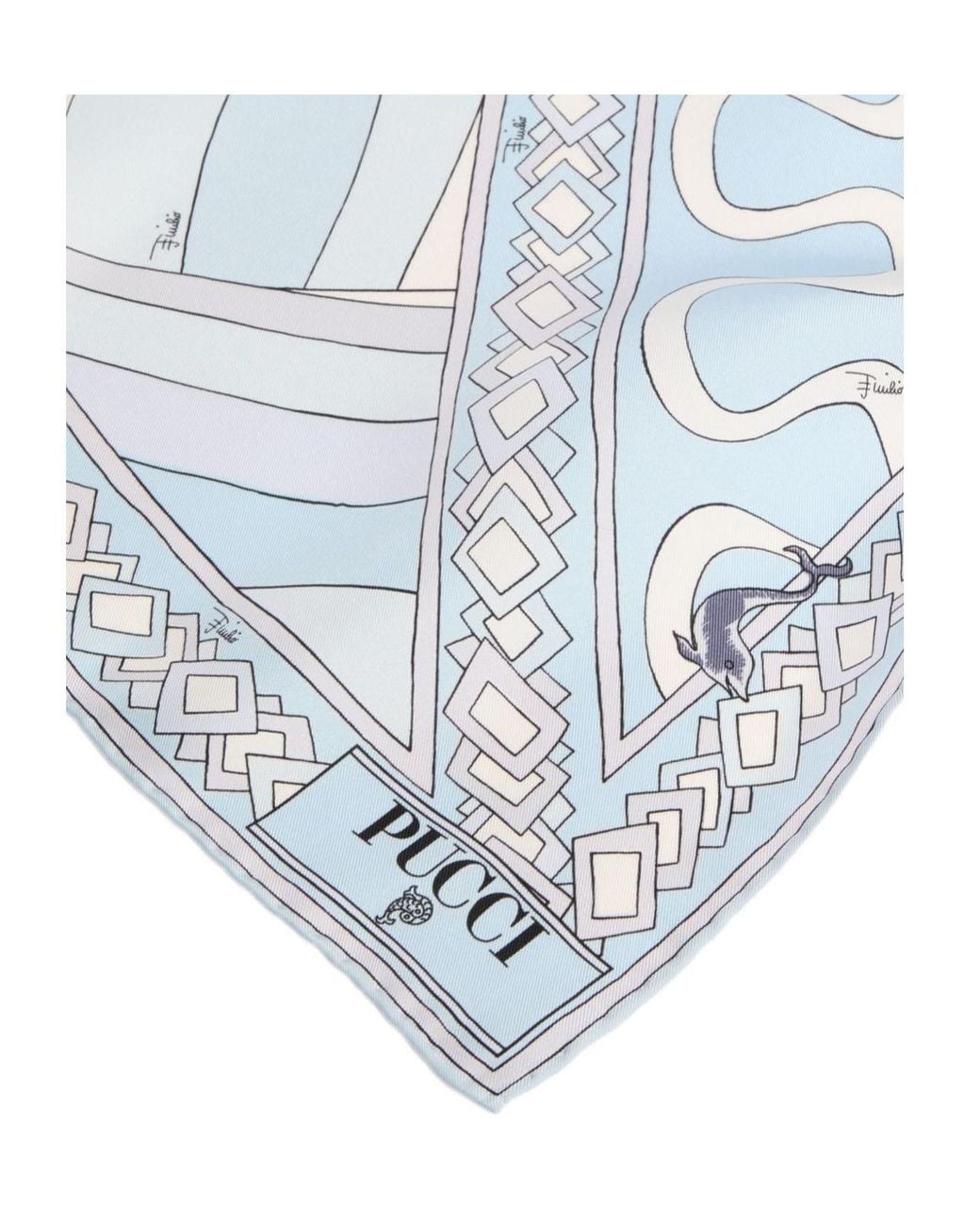 Emilio Pucci Blue Onda And Iride Print Silk Scarf