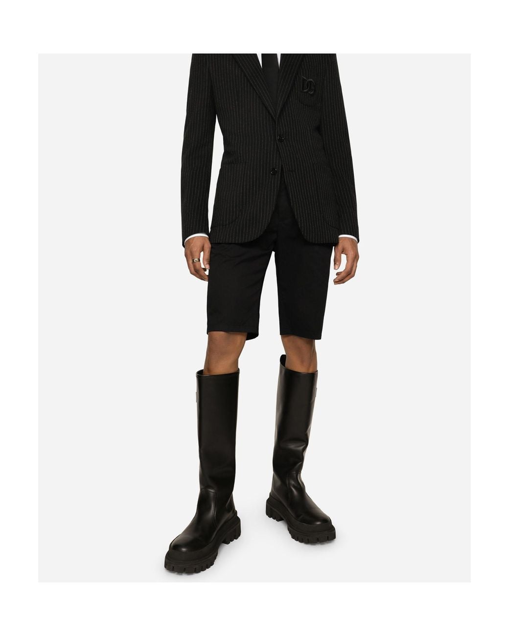 Dolce & Gabbana Black Logo-Patch Bermuda Shorts for men