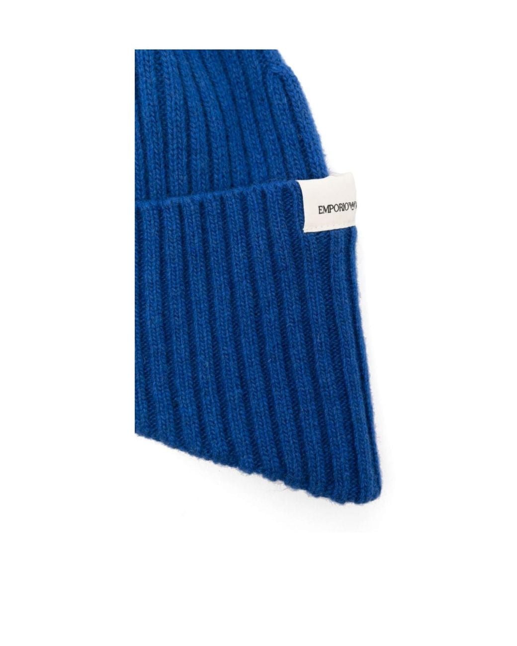 Emporio Armani Blue エンポリオ アルマーニ ロゴ パッチ リブニット ビーニー for men