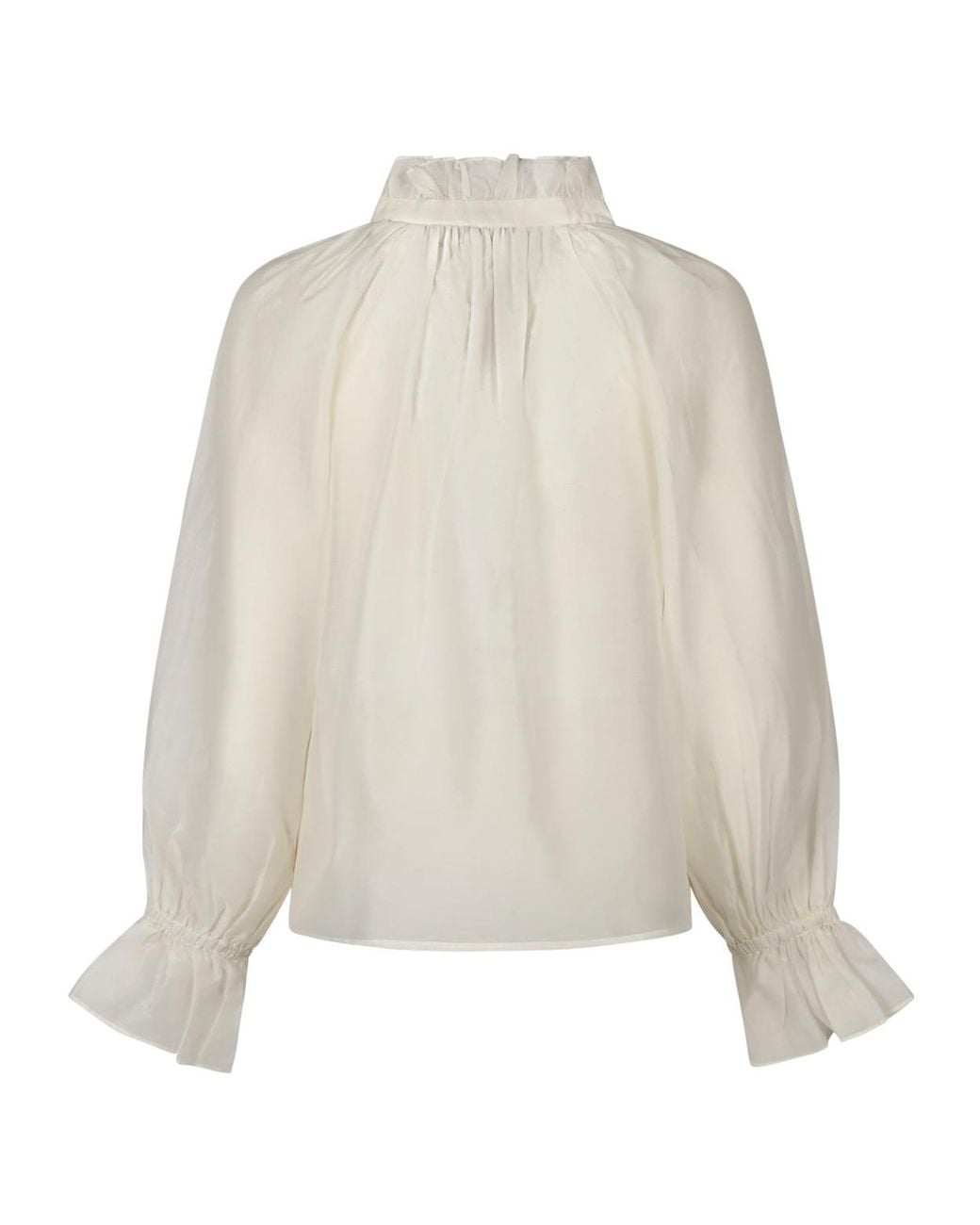 Polo Ralph Lauren White Ruffled Split-Placket Blouse