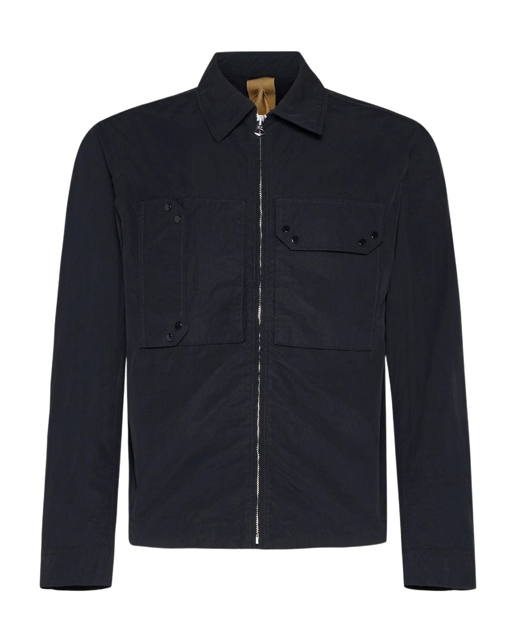 C P Company Blue Logo Patch Zipped Shirt Jacket for men