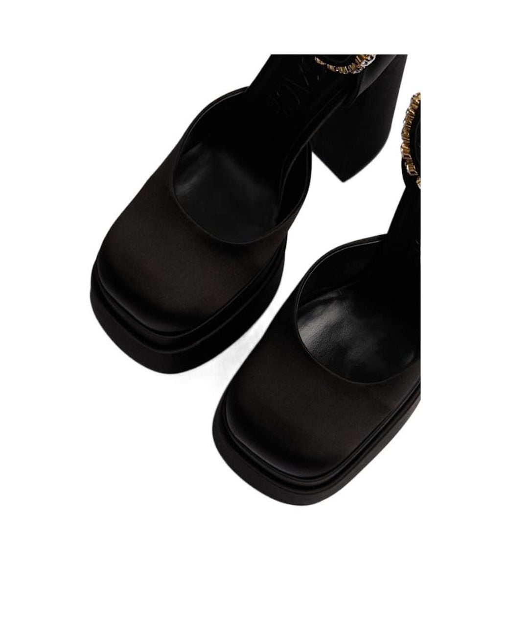 Versace Black Mules With Block Heel And Strap
