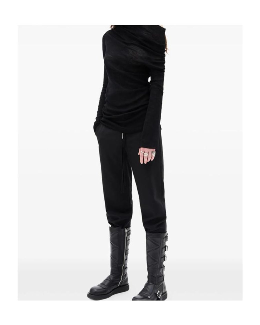 Ann Demeulemeester Black Drop-Shoulder Long-Sleeve Top