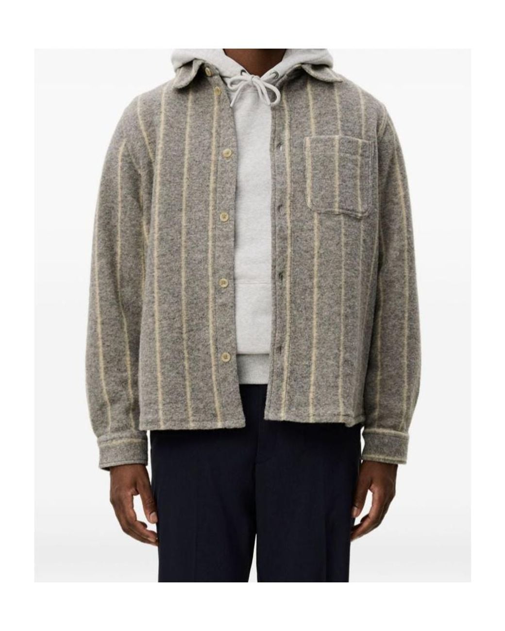 Les Deux Gray Striped Overshirt for men