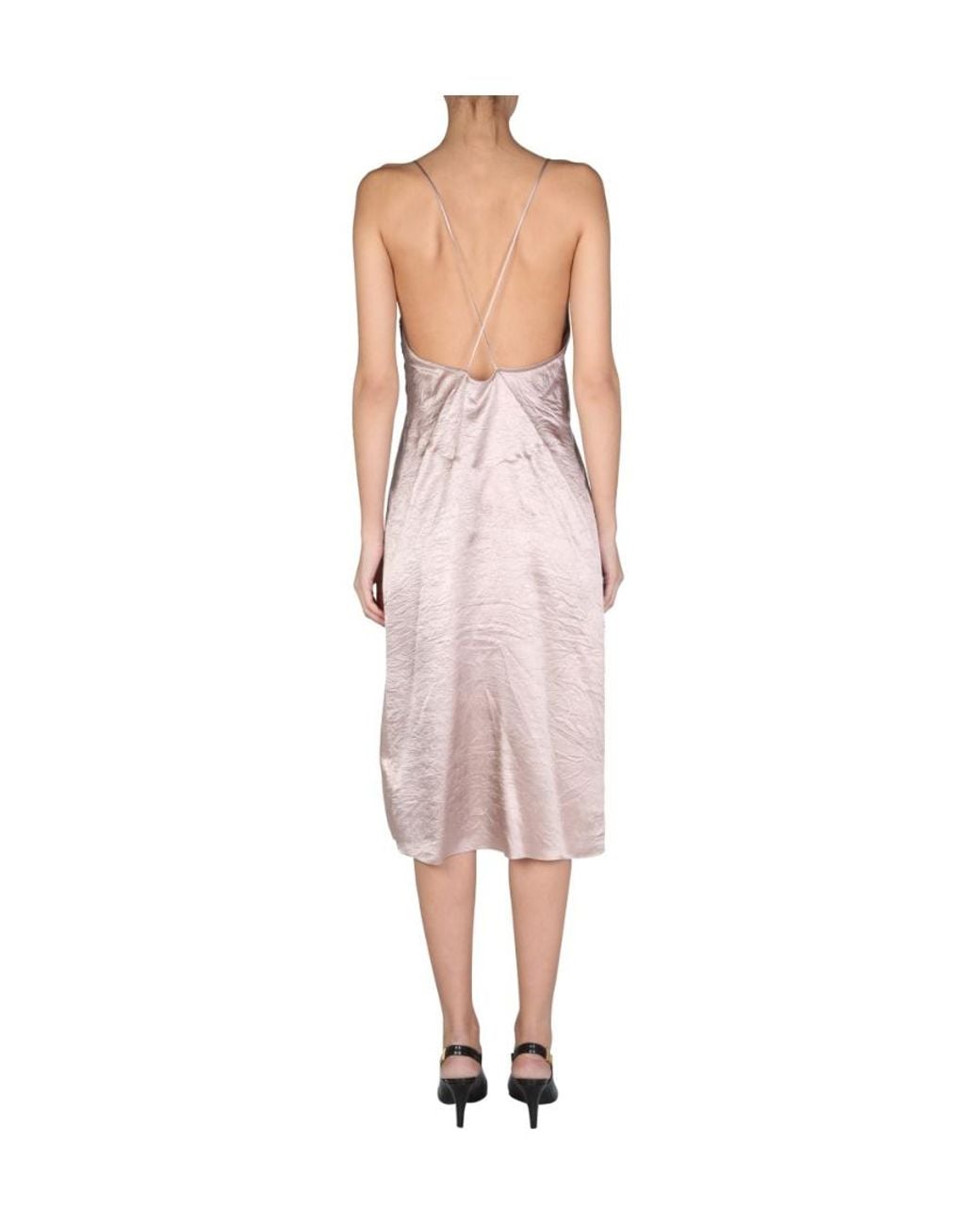 DSquared² Pink Undervest V-Neck Midi Dress