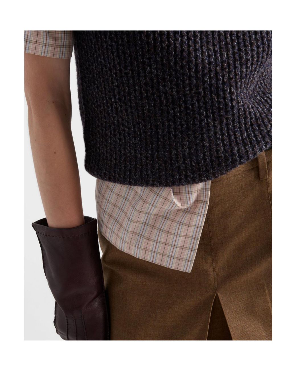 Prada Natural Short Sleeved Checked Shirt