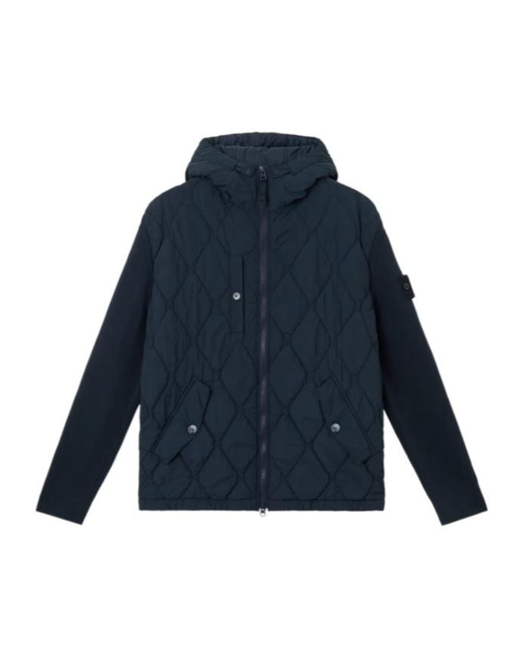Stone Island Blue Hooded Jacket With Padding And Anti-Drop for men