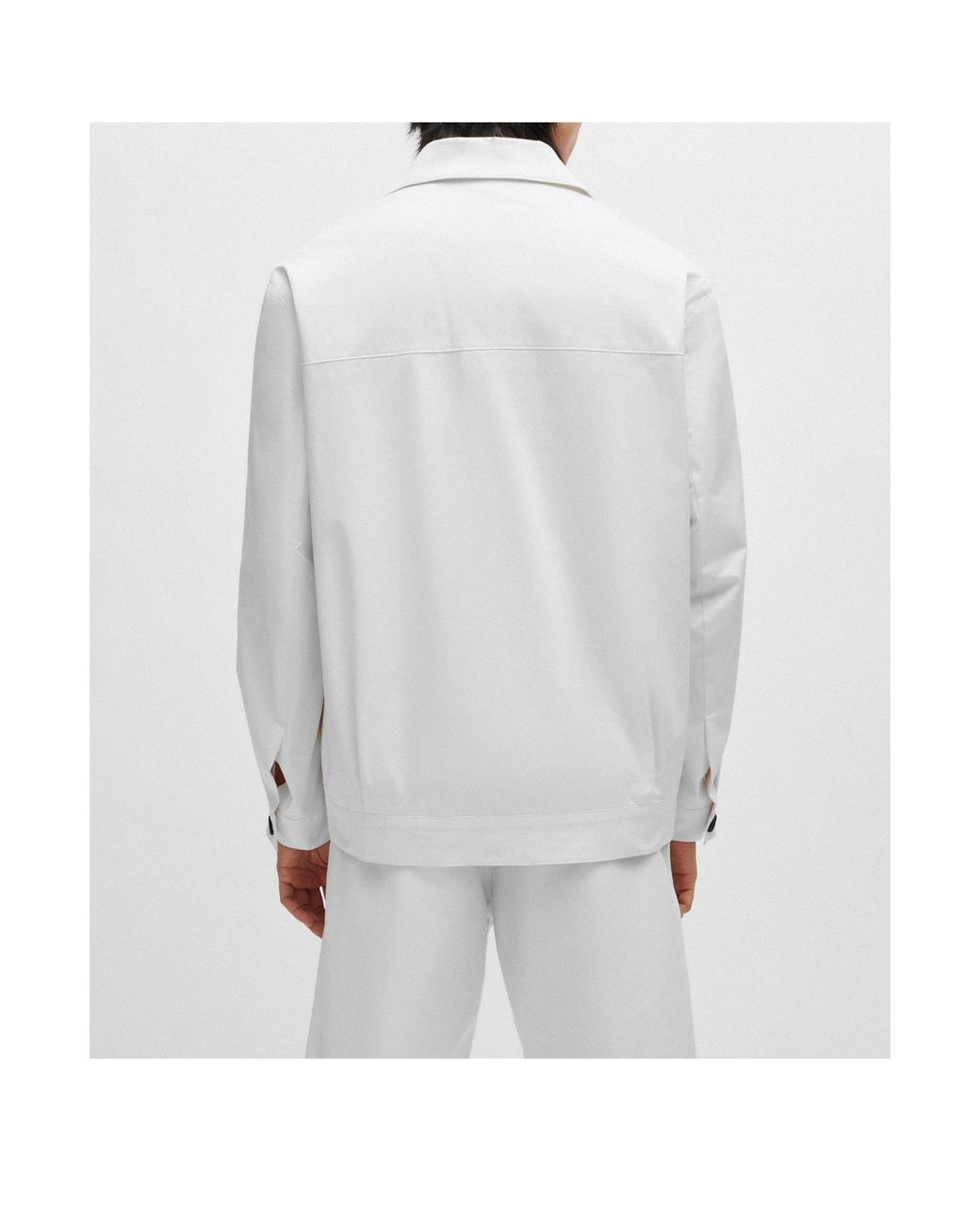 Boss White Button-Front Workwear Jacket for men