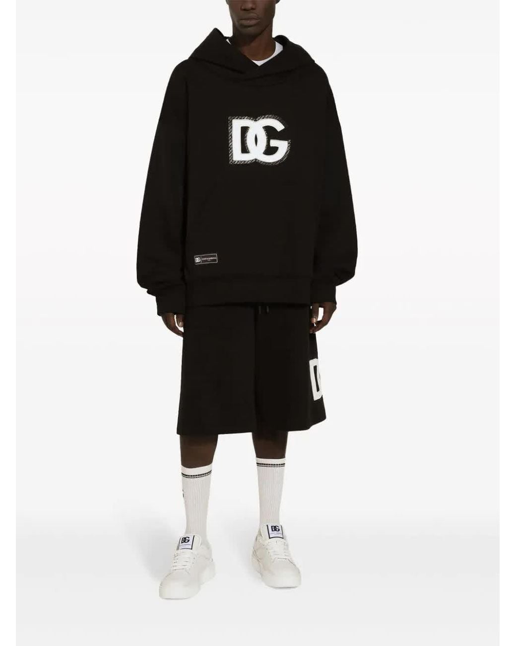 Dolce & Gabbana Black Logo Patch Drawstring Shorts for men