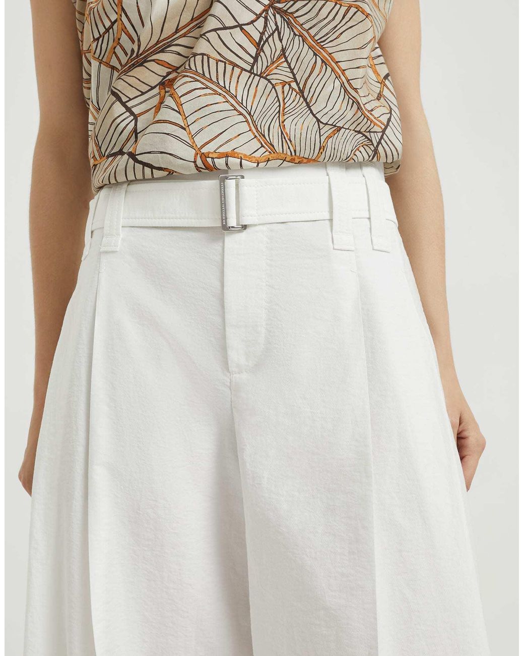 Brunello Cucinelli White Pleated Trousers