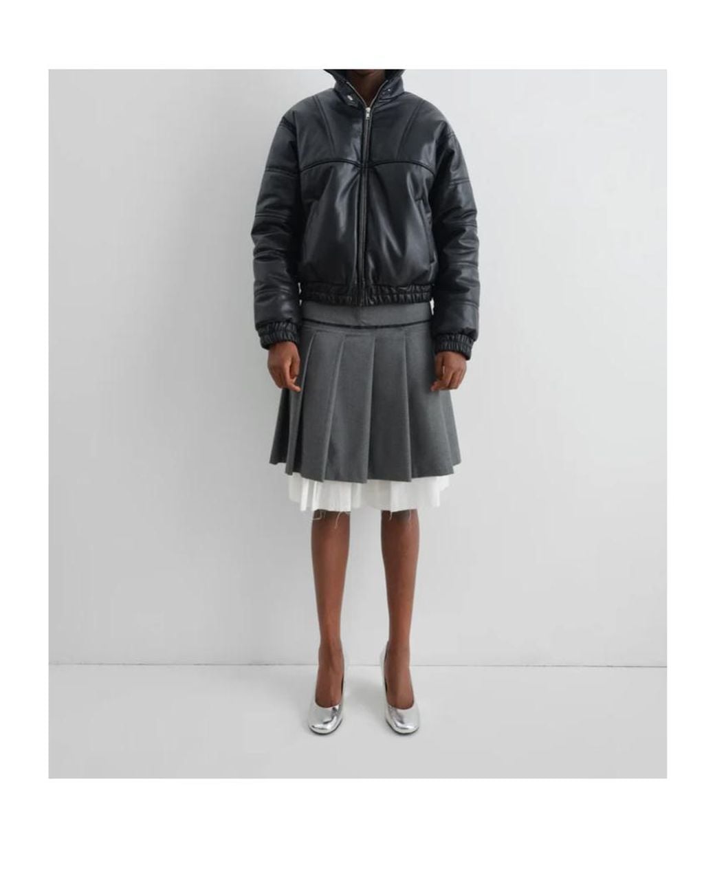 GIMAGUAS Black Long-Sleeved Leather Jacket