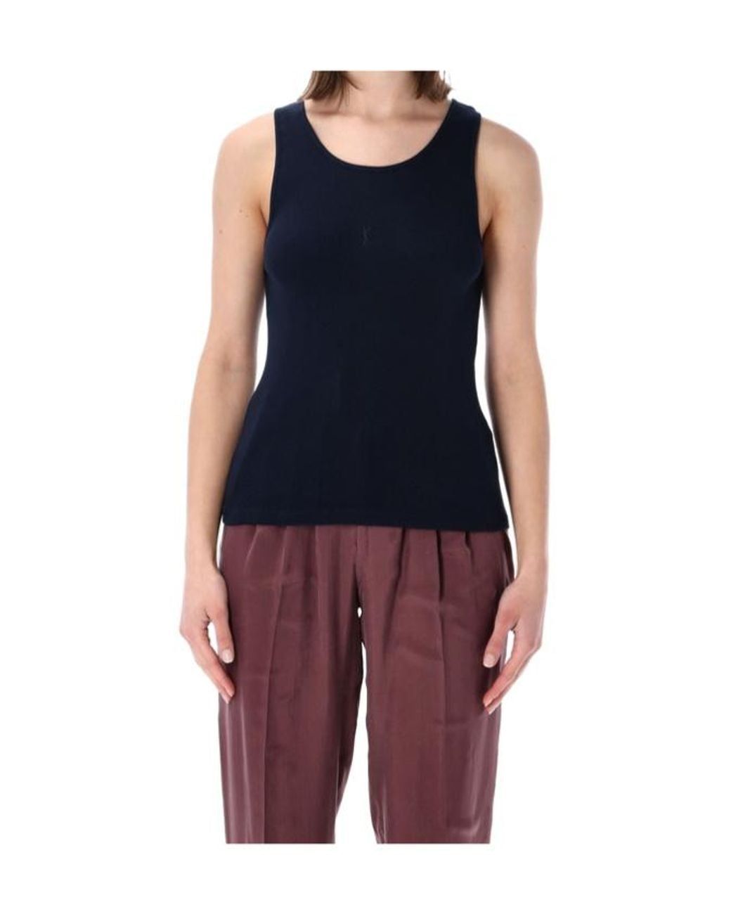 Saint Laurent Blue Cassandre Ribbed Tank Top