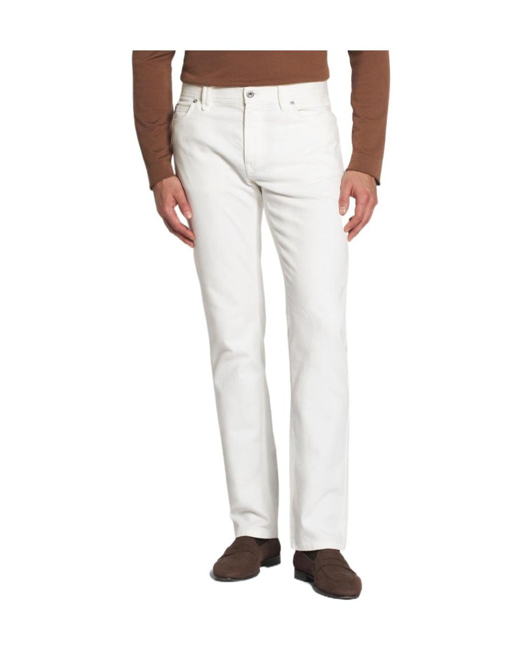 Brioni White Cotton Denim Meribel Fitted Jeans for men